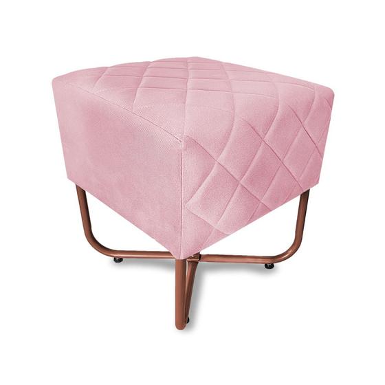 Imagem de Puff Bela Suede Rosa Bebê Base X  Cobre - Vallisa Decor