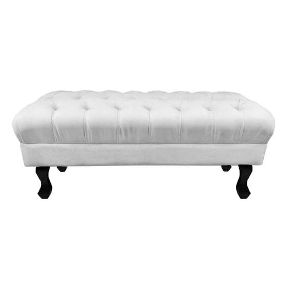 Imagem de Puff Calçadeira Retrô 1,20 Metro Luis Xv Capitonê Suede Branco - DS Estofados