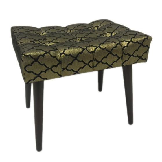 Imagem de Puff Capitonê Luxo Jacquard Luxo Dourado com Preto Geométrico