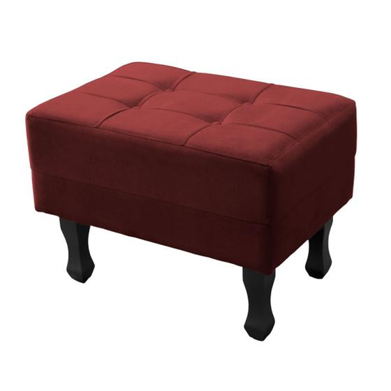 Imagem de Puff de Sala Retangular Decorativo Suede Vermelho