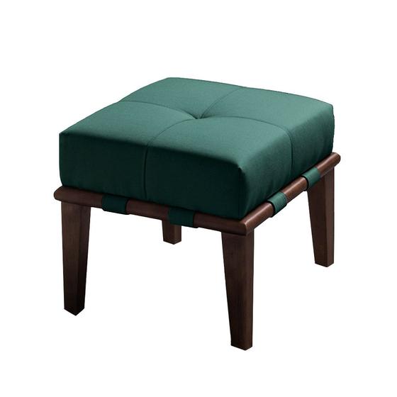 Imagem de Puff Decorativo 45cm Martínez Veludo Pés Madeira Verde/Imbúia G62 - Gran Belo