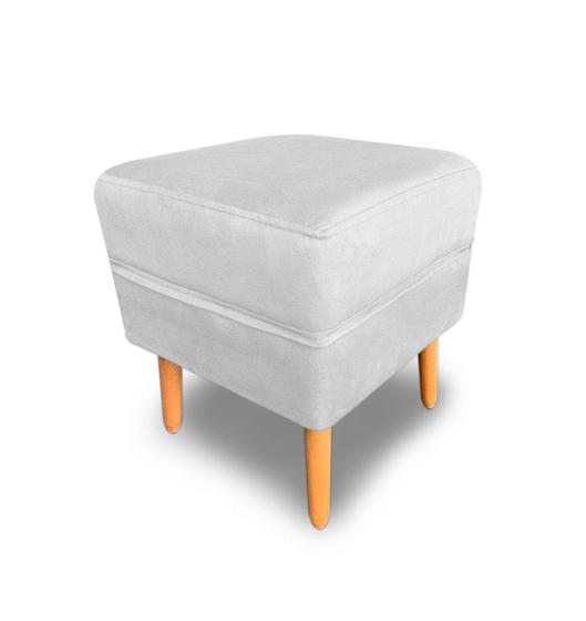 Imagem de Puff Decorativo Anita Suede Branco - MeuLar Decor