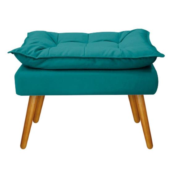 Imagem de Puff Decorativo Apolo Palito Mel Sala de Estar Quarto Suede Azul Turquesa