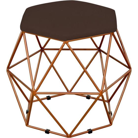 Imagem de Puff Decorativo Aramado Bronze Six L02 Suede Marrom - Lyam Decor