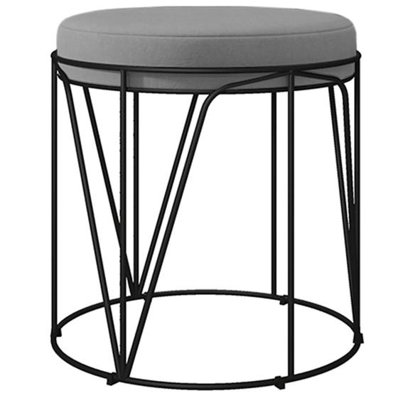 Imagem de Puff Decorativo Aramado Preto Zaya L02 Corano Cinza - Lyam Decor