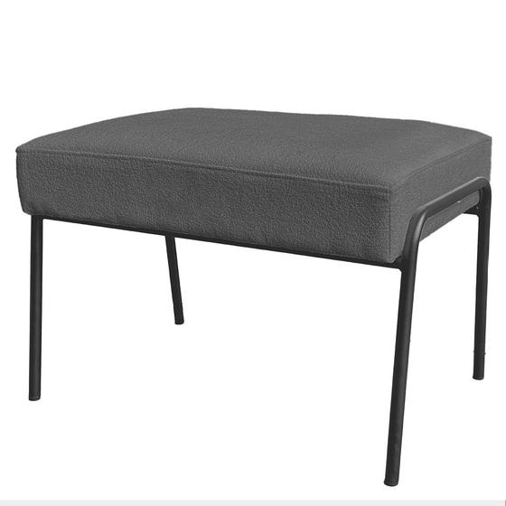 Imagem de Puff Decorativo Ariel Ferro Base Preto Veludo Chumbo - Montanaris Decor