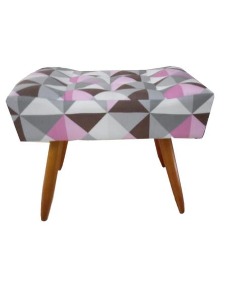 Puff decorativo Banqueta Viena Pés Palito - Triangulo Rosa - Jbf Imagem de Puff decorativo Banqueta Viena Pés Palito - Triangulo Rosa