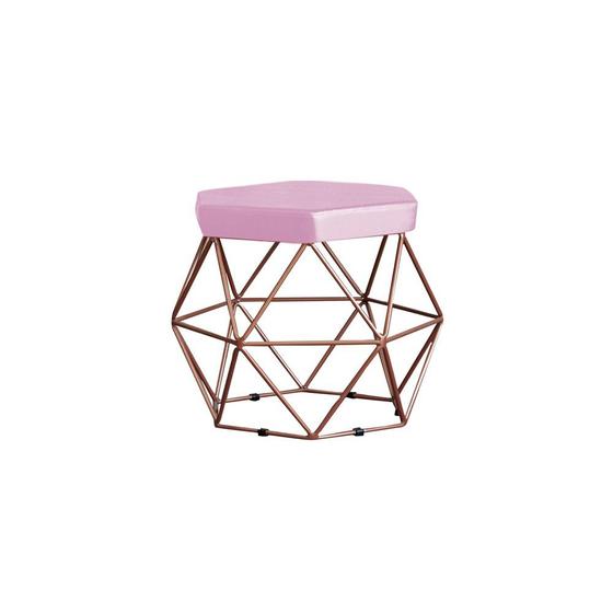 Imagem de Puff Decorativo Base Bronze Elsa Veludo Rosê G41 - Gran Belo