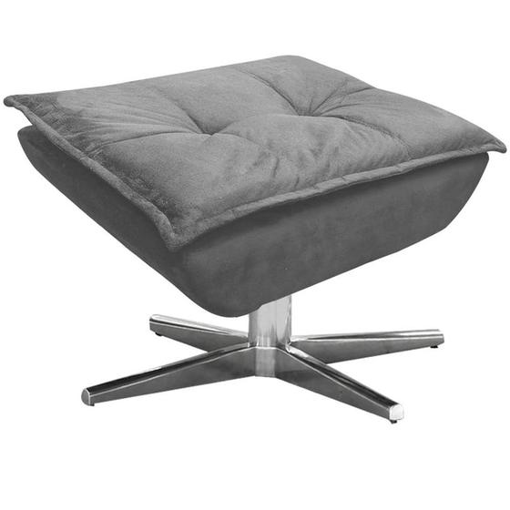 Imagem de Puff Decorativo Base Giratória Cromada Charger Suede Grafite G19 - Gran Belo