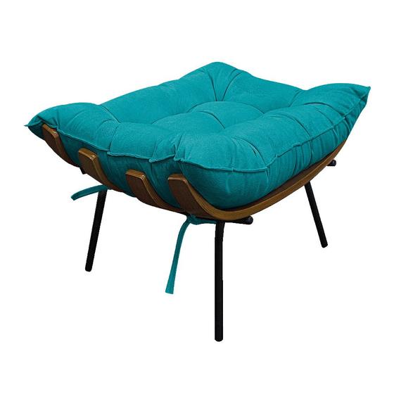 Imagem de Puff Decorativo Costela Base Fixa Suede Azul Turquesa - Doce Sonho Móveis