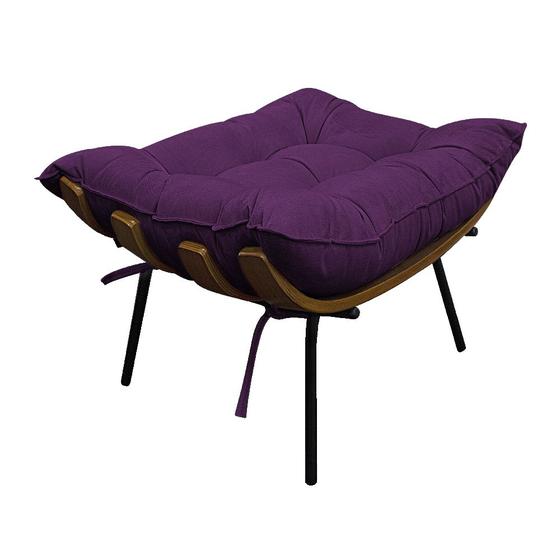 Imagem de Puff Decorativo Costela Base Fixa Suede Roxo - Doce Sonho Móveis