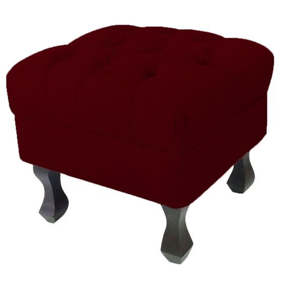 Imagem de Puff Decorativo Em Captonê Retrô Luis Xv Suede Vermelho Bordô - LM DECOR