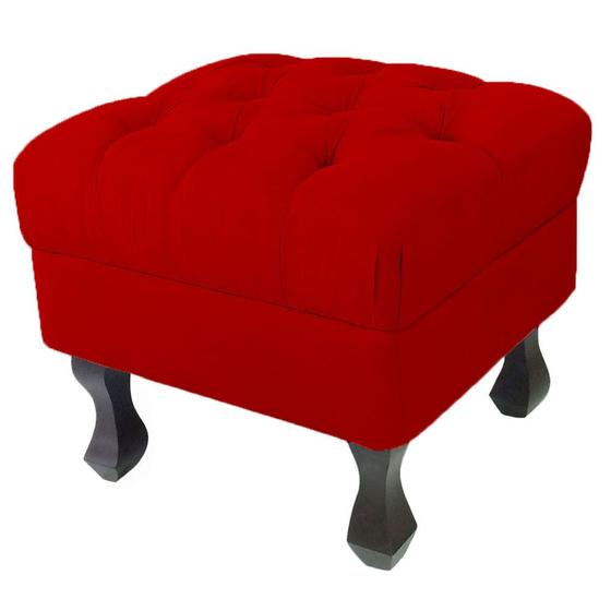 Imagem de Puff Decorativo Em Captonê Retrô Luis Xv Suede Vermelho - LM DECOR