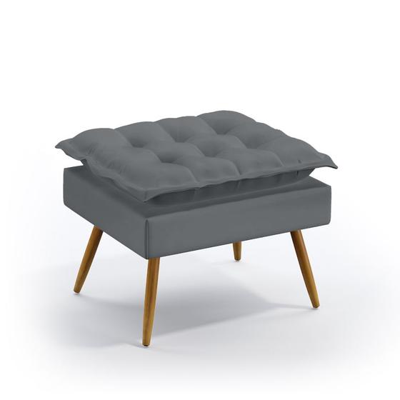Imagem de Puff Decorativo Lunar para Sala de Estar Sued Cinza Aradecor