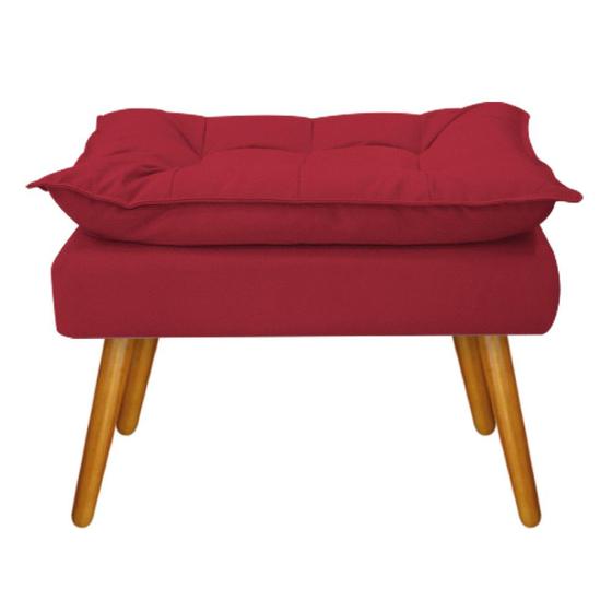 Imagem de Puff Decorativo Opala Pés Palito Sala de Espera Recepção Suede Vermelho