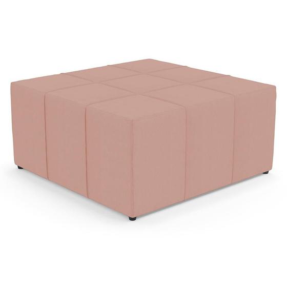 Imagem de Puff Decorativo Para Sala de Estar Quadrado Milano 90x90cm W01 Linho Rosê - Lyam Decor