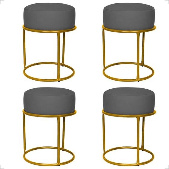 Imagem de Puff Decorativo Para Sala Luxe Base Bronze/Dourada/Preta Suede Cores - Clique E Decore