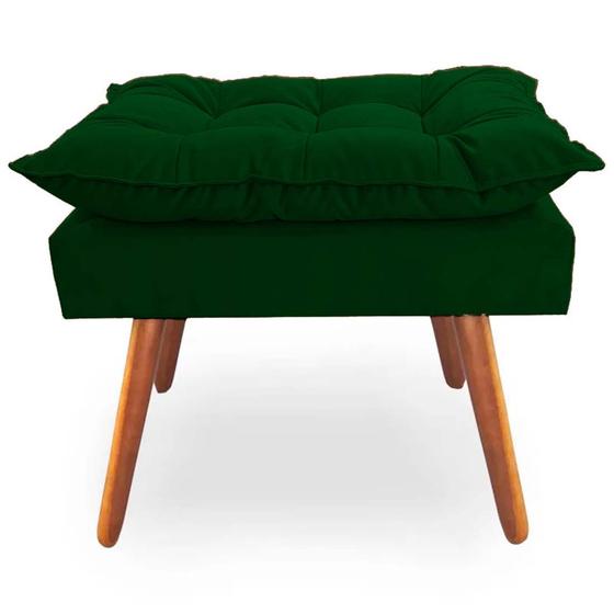 Imagem de Puff Decorativo Quadrado Opala Pés Palito Tecido Suede Verde Kimi Decor