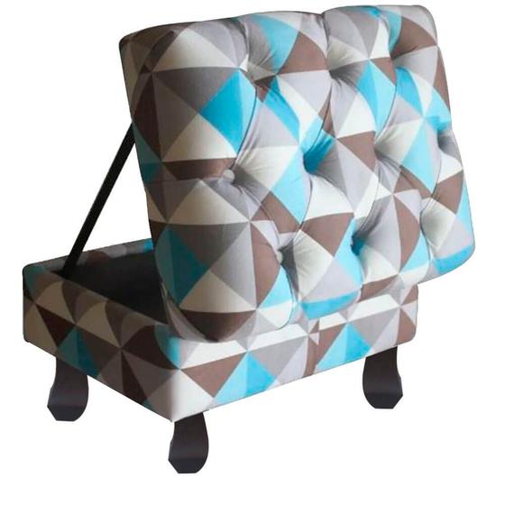 Imagem de Puff Decorativo Retro com Baú Triangulo Azul 50 para sentar