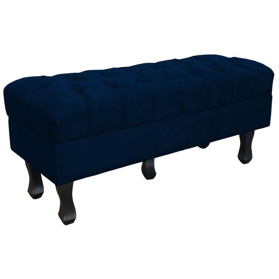 Imagem de Puff Decorativo Retrô Luis Xv Capitonê 1 Metro Suede Azul Marinho - DL DECOR