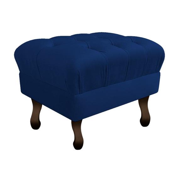 Imagem de Puff Decorativo Retrô Luis XV Suede Azul Marinho - AM Decor