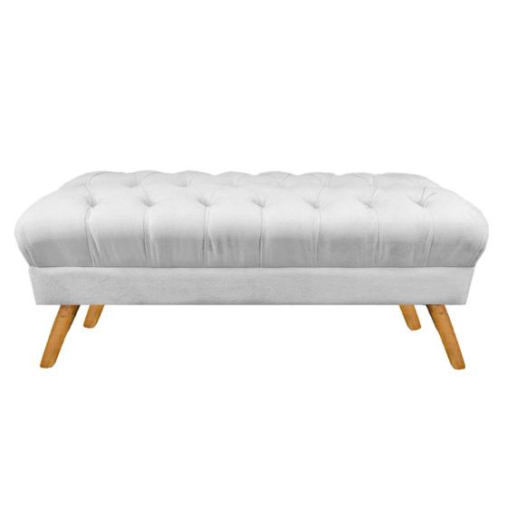 Imagem de Puff Decorativo Retrô Paris Capitonê 1 Metro Pé Palito Suede Branco - DL Decor