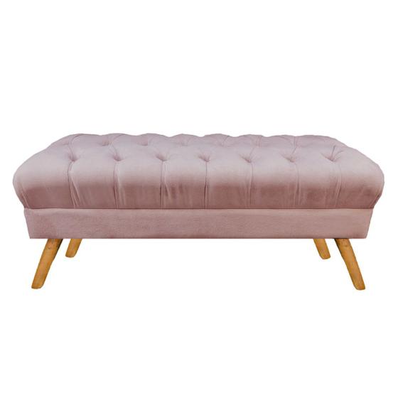 Imagem de Puff Decorativo Retrô Paris Capitonê 1 Metro Pé Palito Suede Rose - DL Decor