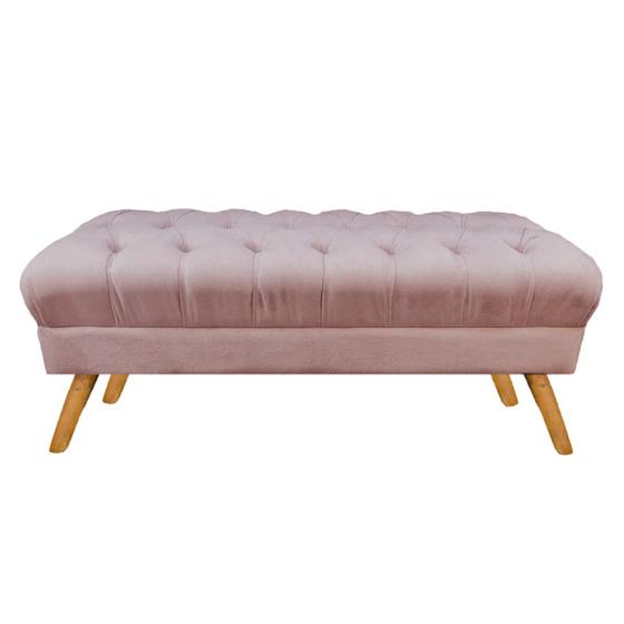 Imagem de Puff Decorativo Retrô Paris Capitonê 1 Metro Pé Palito Suede Rose - LM DECOR