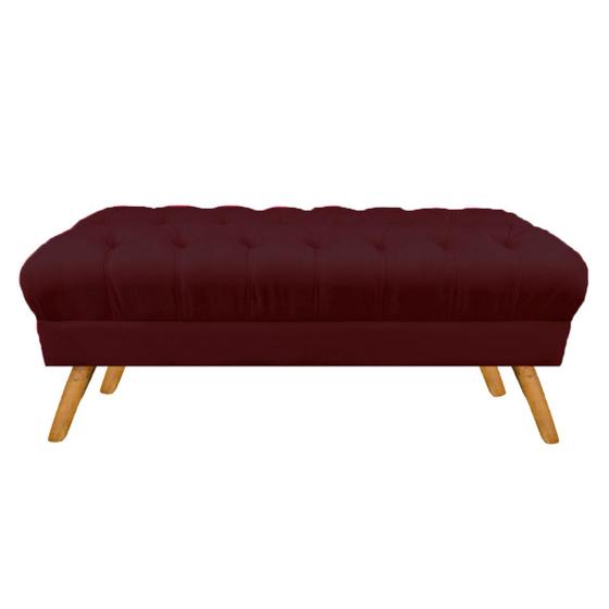 Imagem de Puff Decorativo Retrô Paris Capitonê 1 Metro Pé Palito Suede Vermelho Bordo - LM DECOR