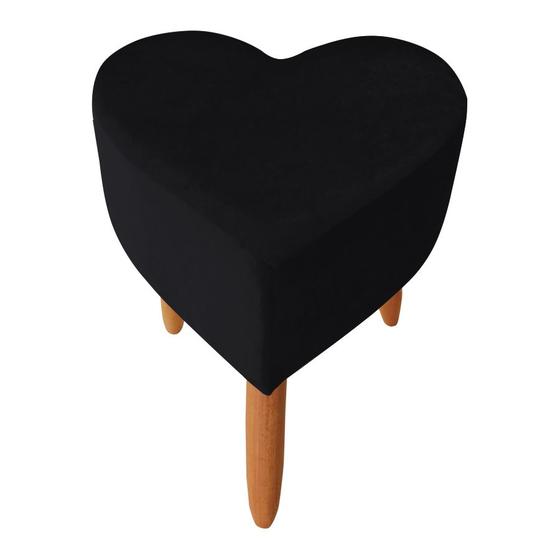 Imagem de Puff Decorativo Romantico Coração Suede Pés Palito Preto Ec Móveis