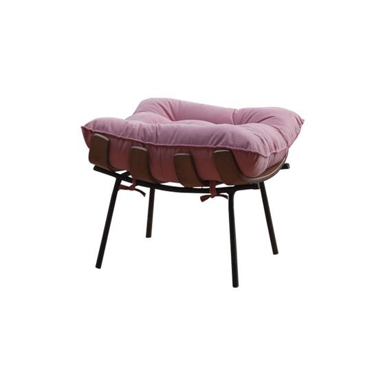 Imagem de Puff Decorativo Sala de Estar Abel Base de Madeira Preto Suede Rosa G41 - Gran Belo