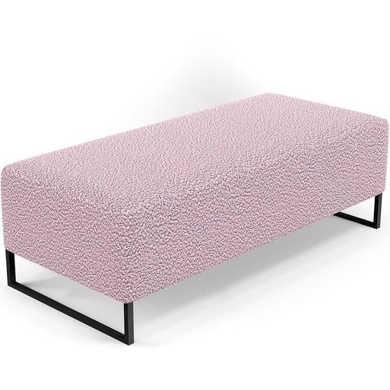 Imagem de Puff Decorativo Sala de Estar Bali W01 Base Ferro 120x50 cm Bouclê Rosê - Lyam Decor