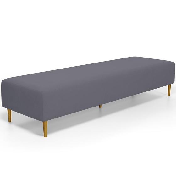 Imagem de Puff Decorativo Sala de Estar Bali W01 Pés Palito 190x60cm Suede Cinza - Lyam Decor