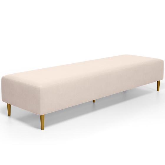 Imagem de Puff Decorativo Sala de Estar Bali W01 Pés Palito 210x60cm Suede Bege  - Lyam Decor