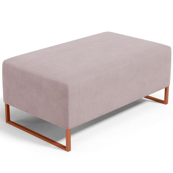 Imagem de Puff Decorativo Sala De Estar Cléo 90cm Base De Ferro Cobre W01 Suede Rosê - Lyam Decor