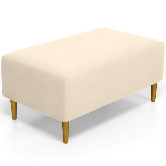 Imagem de Puff Decorativo Sala de Estar Cléo W01 Pés Palito 90 cm Suede Bege - Lyam Decor