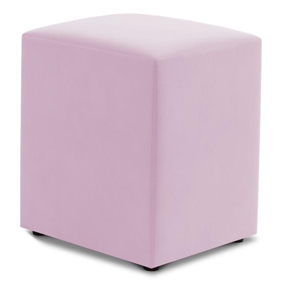 Imagem de Puff Decorativo Sala de Estar Quadrado 36x47cm Sintético Rosa Bebê - Desk Design