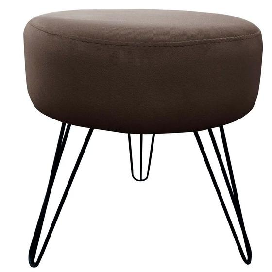 Imagem de Puff Decorativos Sala Quarto Tunísia Veludo Marrom Base Preta - Star Confort