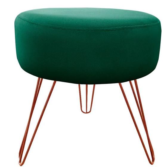 Imagem de Puff Decorativos Sala Quarto Tunísia Veludo Verde Base Bronze - Shop das Cabeceiras