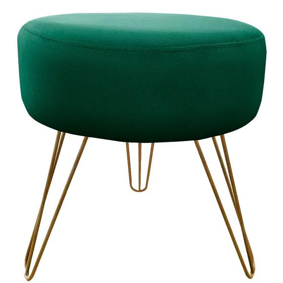 Imagem de Puff Decorativos Sala Quarto Tunísia Veludo Verde Base Dourado - Star Confort