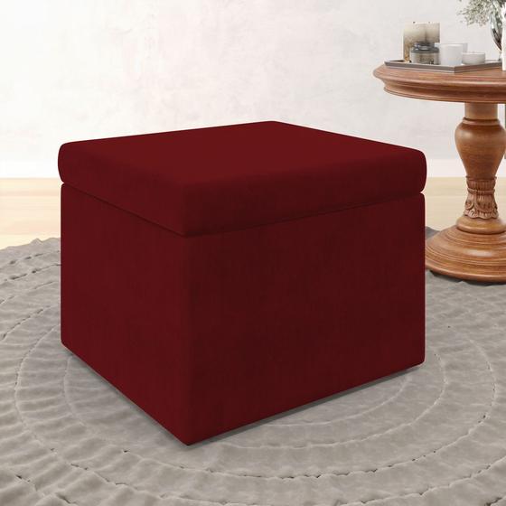 Imagem de Puff Estofado Quasar para Sala de Estar Sued Vermelho Aradecor