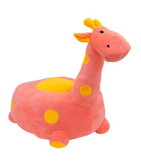 Imagem de Puff Girafa Pelúcia Rosa 48cm Para Crianças menor que 3 anos - TASCO