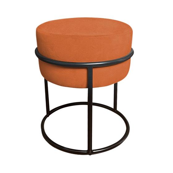 Imagem de Puff Luma Suede Terracota com Base de Aço Preta