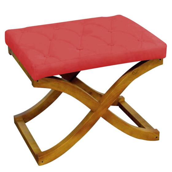 Imagem de Puff Neo decorativo  Pés em Madeira Sala de Estar Recepção Escritório material sintético Vermelho - Damaffê Móveis