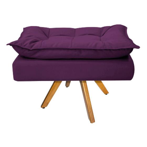 Imagem de Puff Opala Base Giratória de Madeira Sala Decor Quarto Recepção Suede Roxo