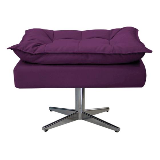 Imagem de Puff Opala Base Giratória de Metal Sala Decor Quarto Recepção Suede Roxo