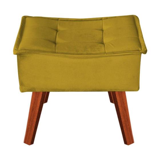 Imagem de Puff Opala Decorativo Suede Amarelo Kasa Sofá