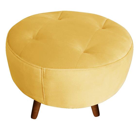 Imagem de Puff Pés Palito Sala Recepção Atendimento Decorativo Sabrina Veludo Amarelo- Shop das Cabeceiras