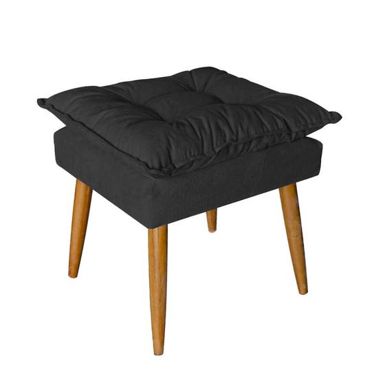 Imagem de Puff Puf Banqueta Opala Para Quarto Sala Recepção Suede Preto - Ninho Decor