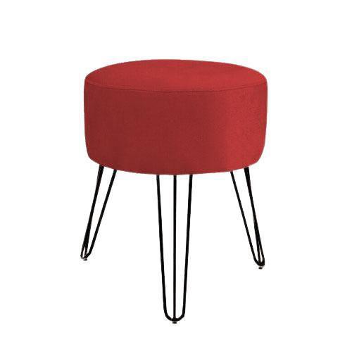 Imagem de Puff Puf Decorativo Vermelho De Luxo Pés Aramado